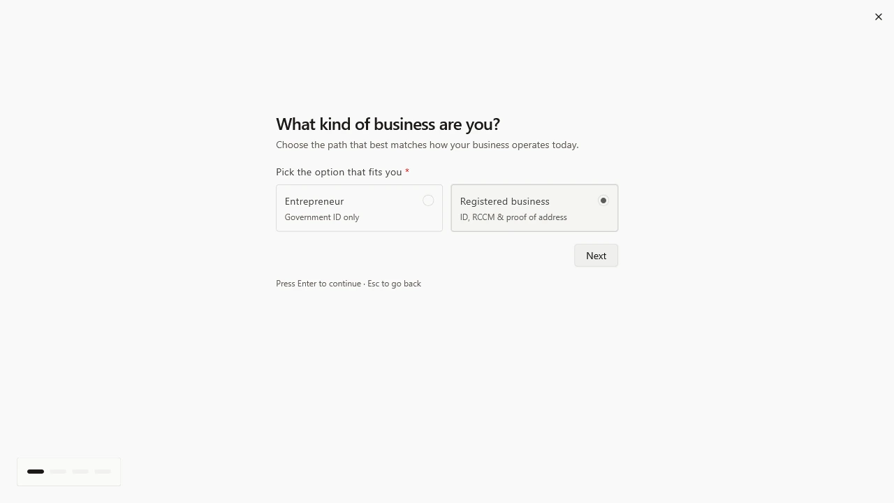 Onboarding marchand lomi. dans le tableau de bord
